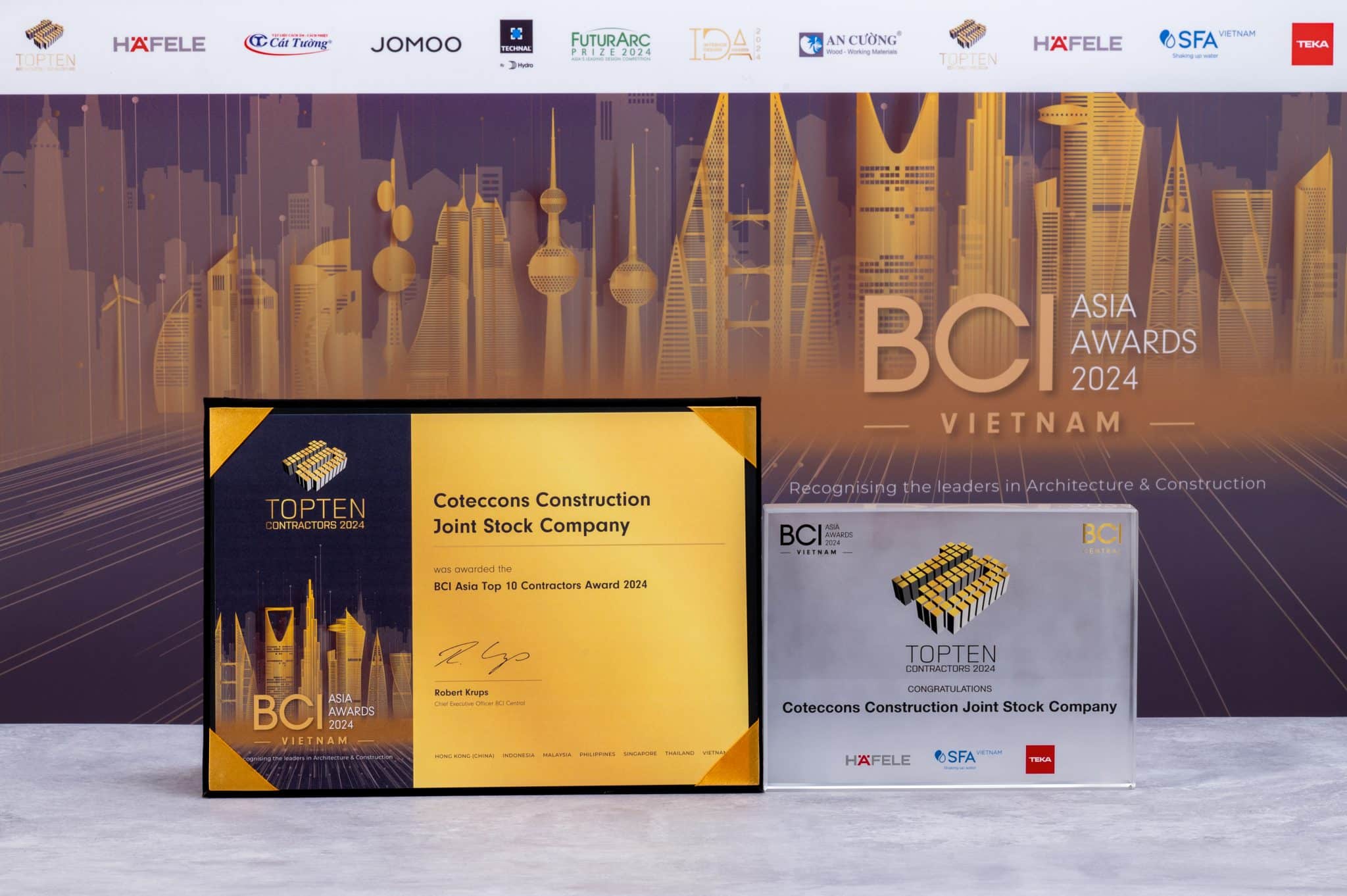 COTECCONS UNICONS NHẬN GIẢI THƯỞNG BCI ASIA AWARDS TOP 10 NHÀ THẦU